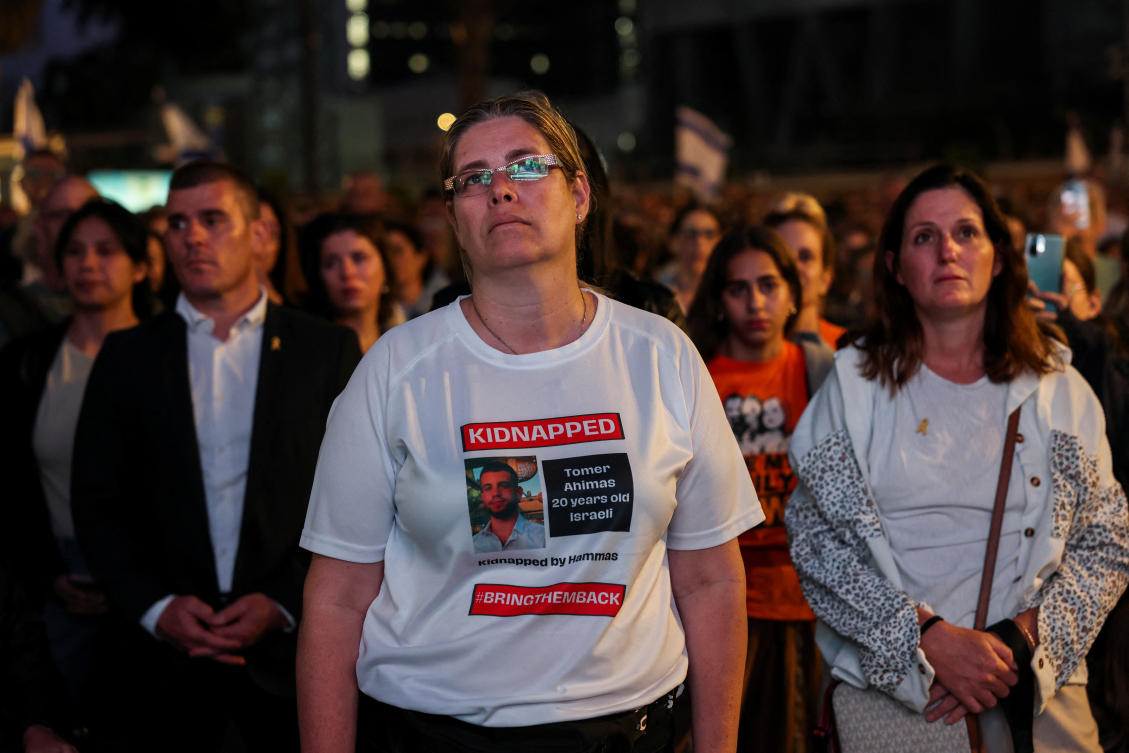 People gather to support hostages and communities impacted by the Oct. 7 attack by Hamas, rally under the slogan "Our Hope is Not Yet Lost" on the eve of Israel's 76th Independence Day, in Tel Aviv on May 13, 2024. (Reuters)