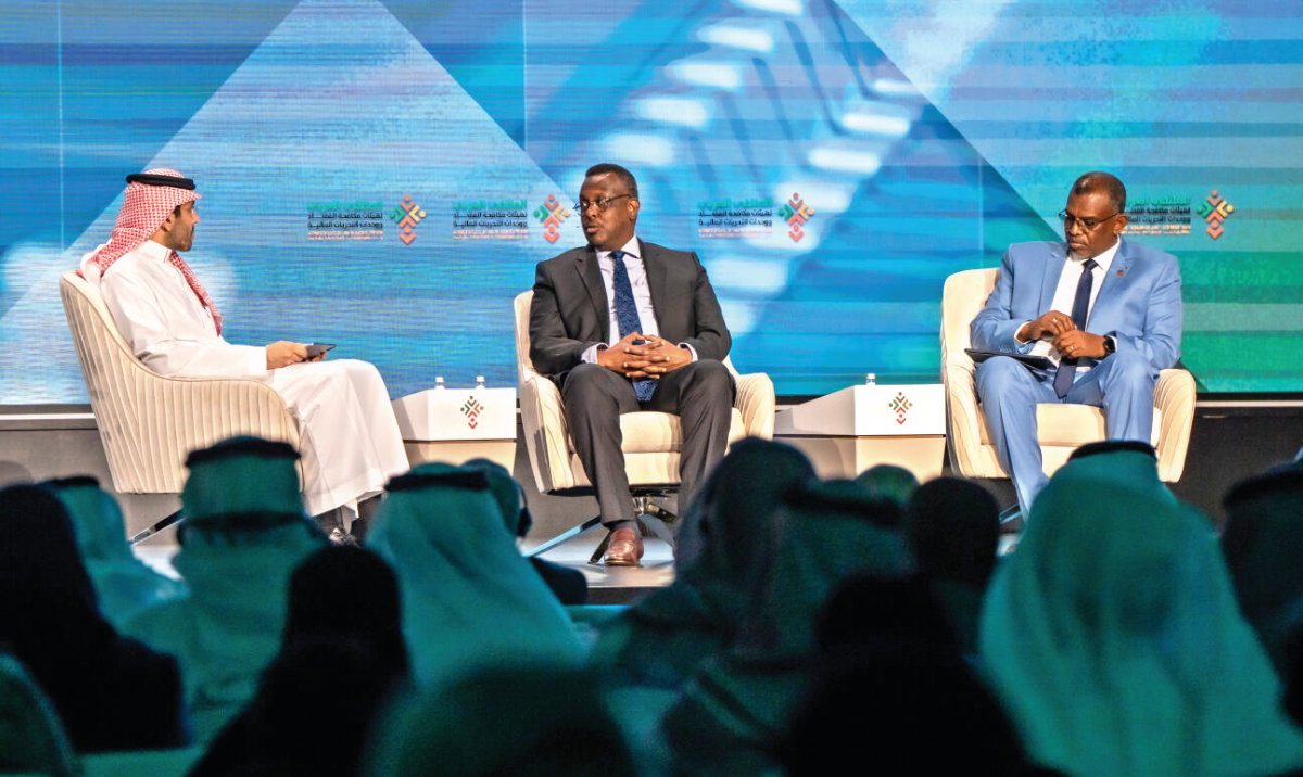 A panel session on ‘Enhancing Cross-Border Enforcement and Asset Recovery Mechanisms,’ on Wednesday in Riyadh. (AN photo by Huda Bashatah)