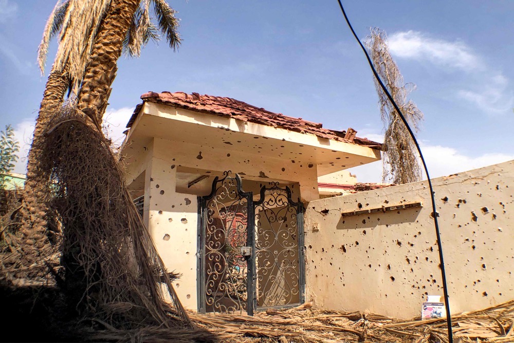 the exterior of the residence of Sudan's late former president Gaafar al-Nimeiry on the northern outskirts of Khartoum's twin city of Omdurman. (AFP)