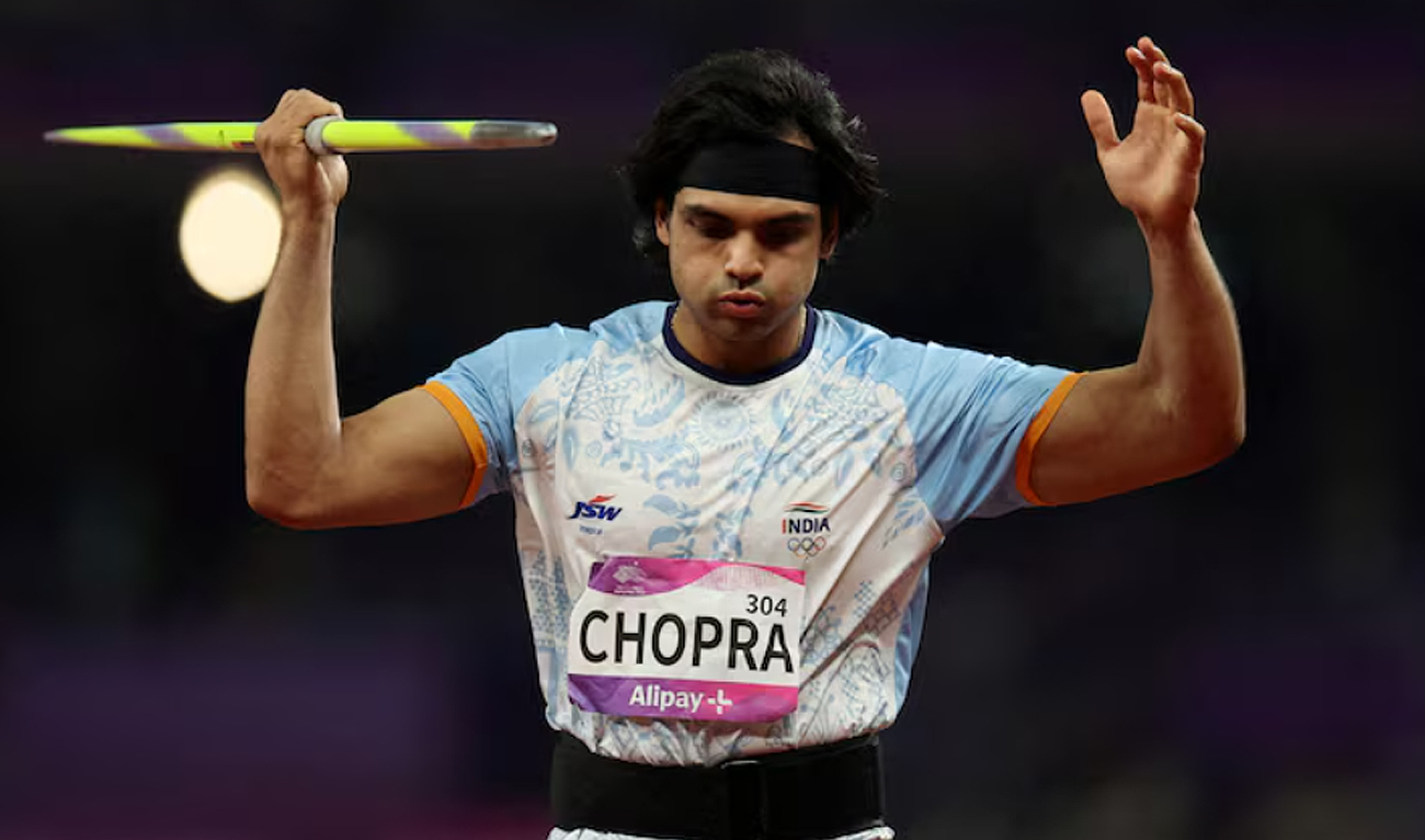 India’s Neeraj Chopra in action during the men’s Javelin final at the Asian Games at the Olympic Sports Center in Hangzhou, China on October 4, 2023. (REUTERS/File)