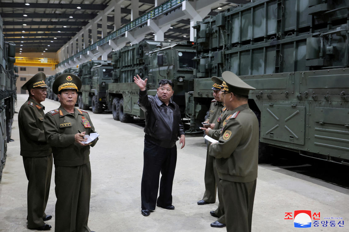 North Korean leader Kim Jong Un oversees a tactical missile weapons system at an unknown location, in this image released by the Korean Central News Agency. (File/Reuters)