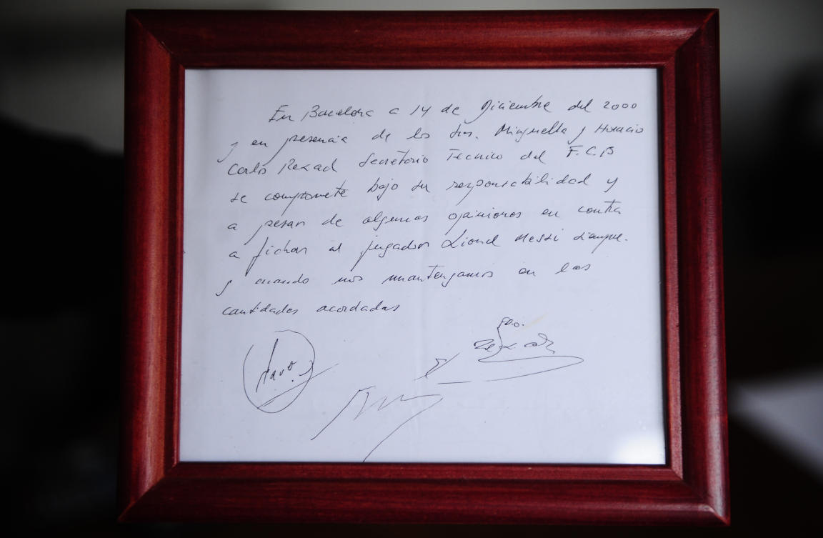 Messi napkin that sealed Barcelona move sells for $965,000 at auction