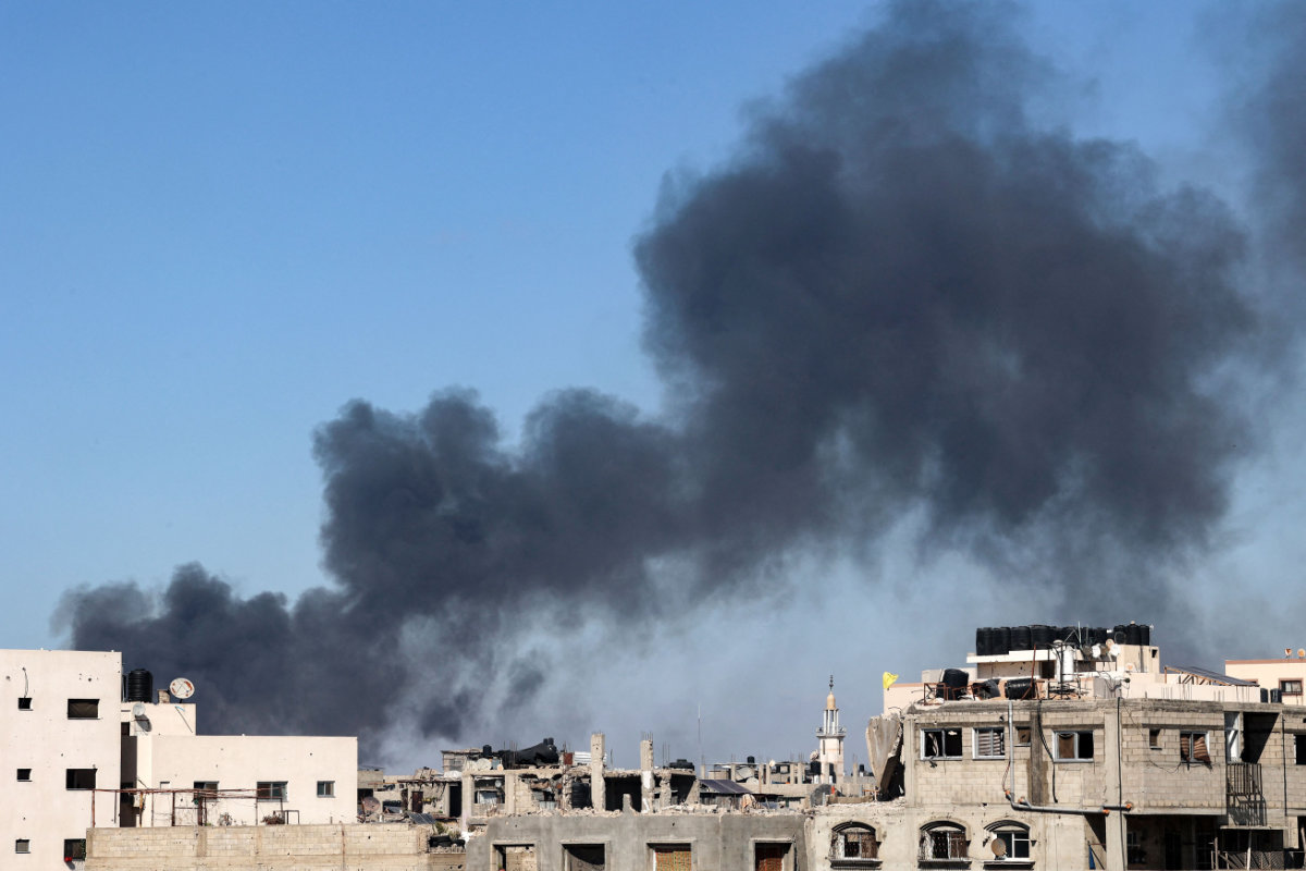 Smoke rises during Israeli bombardment in Jabalia in the northern Gaza Strip on May 15, 2024, amid the ongoing conflict in the Palestinian territory between Israel and the militant Hamas movement. (AFP)