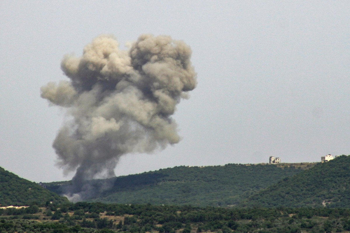 Smoke billows from the site of an Israeli airstrike on the outskirts of the southern Lebanese village of Ramiah on May 18, 2024, amid ongoing cross-border clashes between Israeli troops and Hezbollah fighters (AFP)