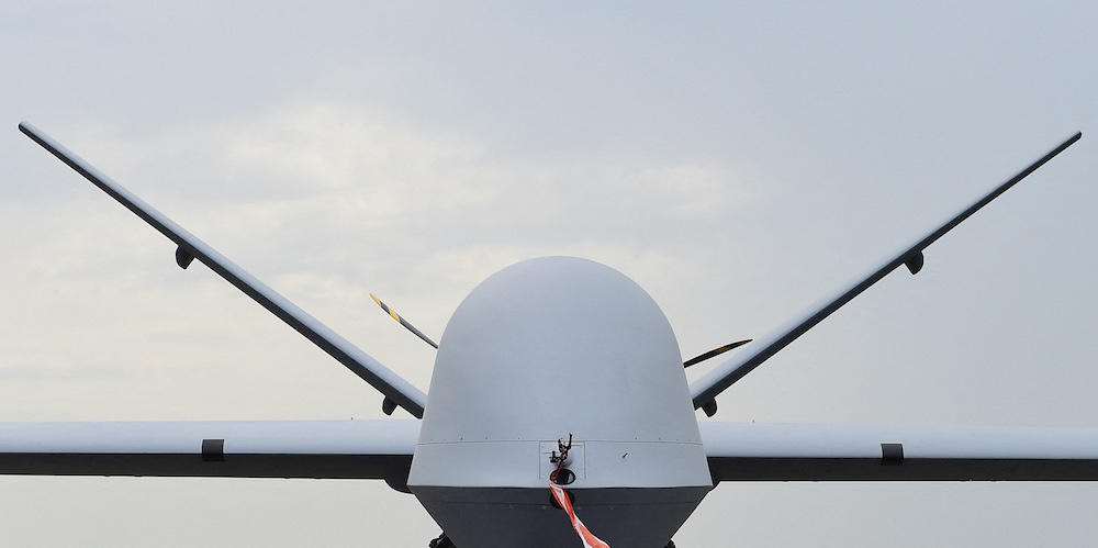 Above, a Predator MQ9 drone on display at the International Aerospace Exhibition in Schoenefeld near Berlin, Germany on May 30, 2016. (AFP file photo)
