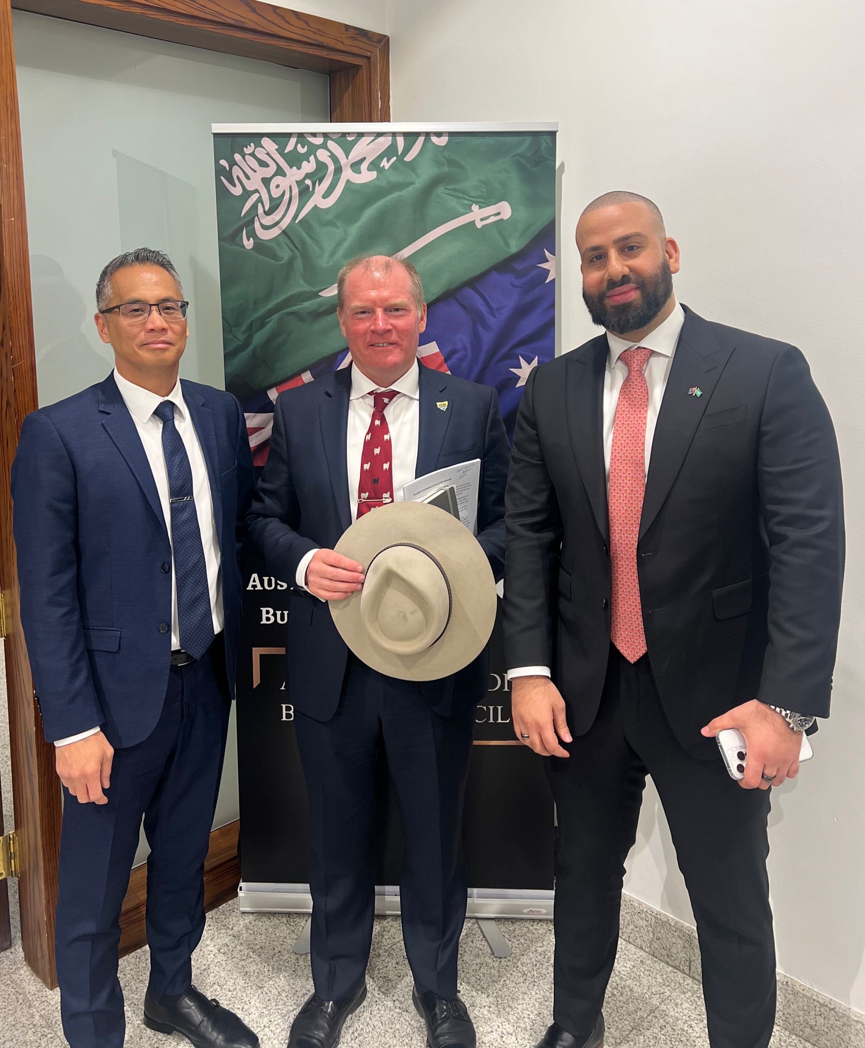 Arnold Jorge, CEO of Export Council of Australia, Mark Donovan, Australian ambassador to Saudi Arabia, and Sam Jamsheedi, president of the Australia Saudi Business Council and Forum. Supplied