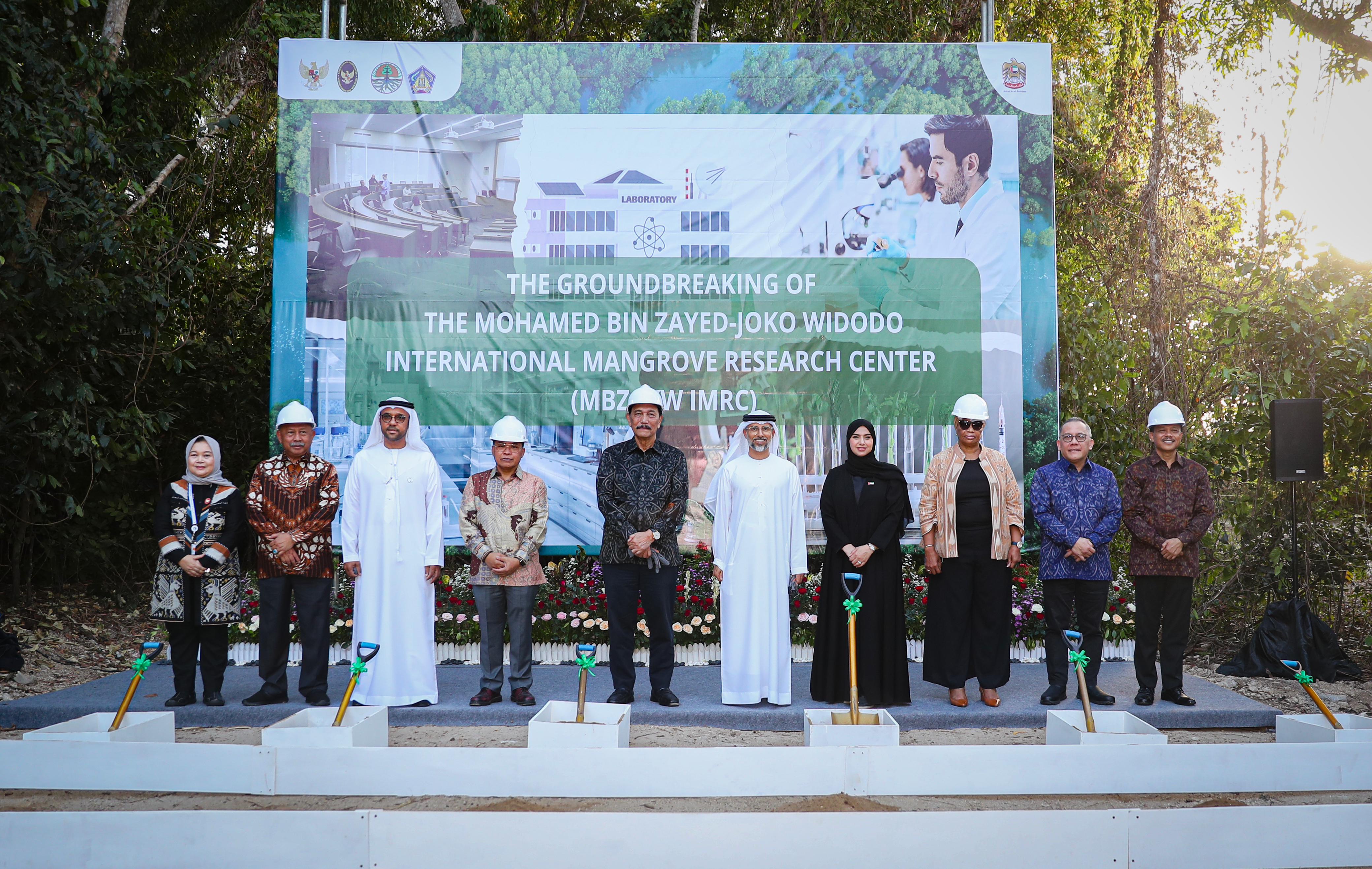 Indonesian and UAE official pose for a photo at the groundbreaking ceremony of the International Mangrove Research Center in Bali on May 19, 2024. (UAE Embassy in Indonesia)