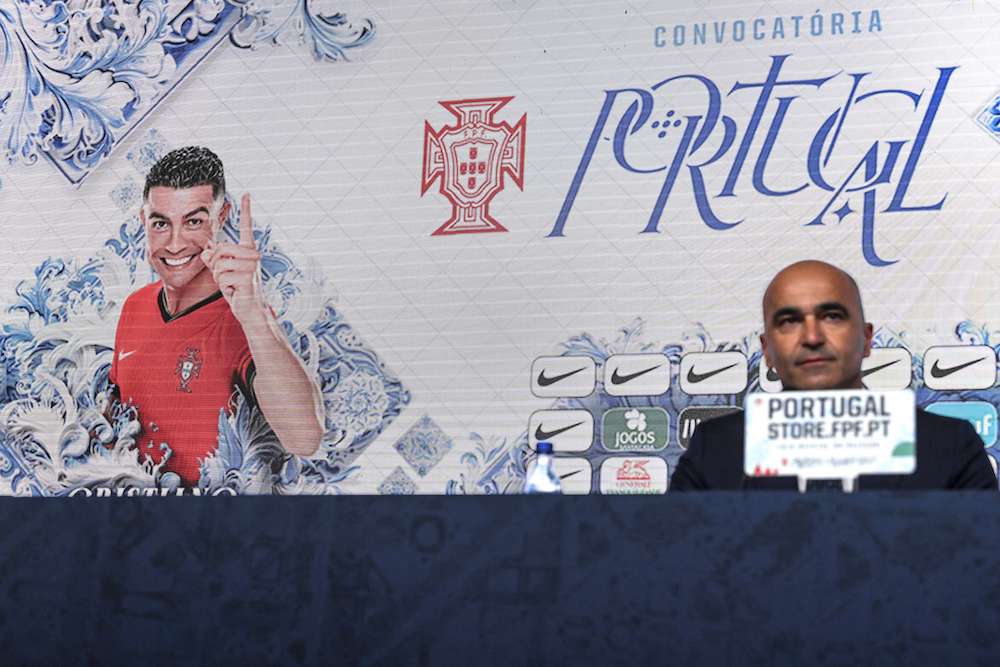 Portugal’s coach Roberto Martinez announces Cristiano Ronaldo as part of the country’s 26-member squad taking part in the UEFA Euro 2024 tournament during a press conference at Cidade do Futebol training camp in Oeiras, outskirts of Lisbon on May 21, 2024. (AFP)