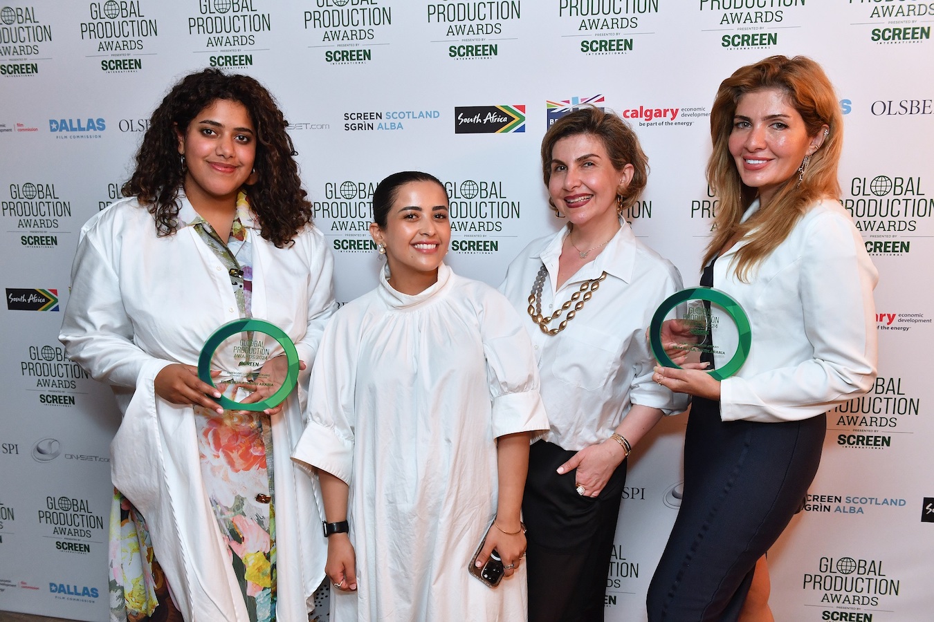 The Film AlUla team with the Film Commission and Emerging Location Awards at the Global Production Awards at Cannes. (Supplied)