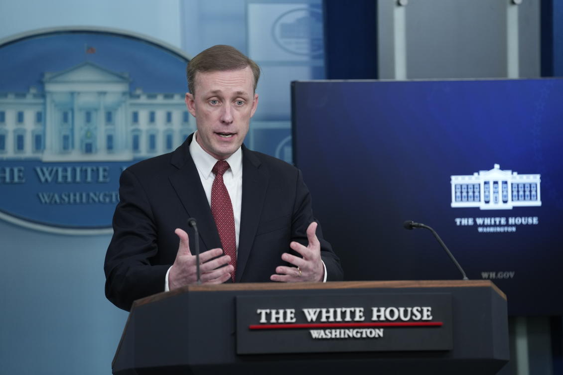 White House national security adviser Jake Sullivan speaks during the daily briefing at the White House in Washington ON May 22, 2024. (AP)