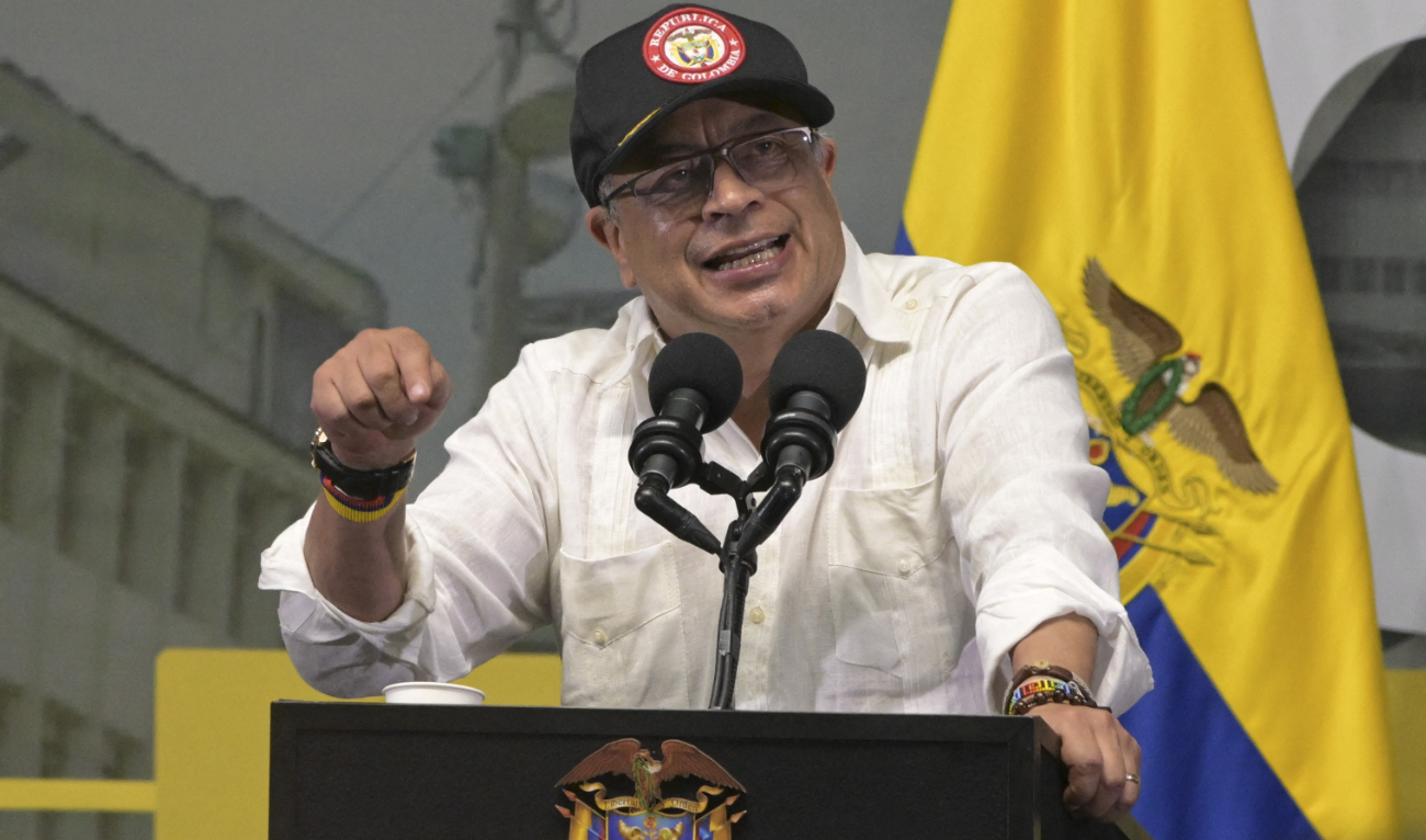 Colombian President Gustavo Petro speaks during a popular assembly in Cali, Colombia, on May 10, 2024. (AFP/File)