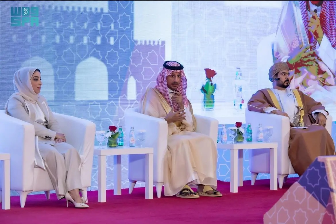 Saudi Tourism Minister Ahmed Al-Khateeb speaks at an event held on the sidelines of the 50th UN Tourism Regional Commission for the Middle East in Muscat. SPA