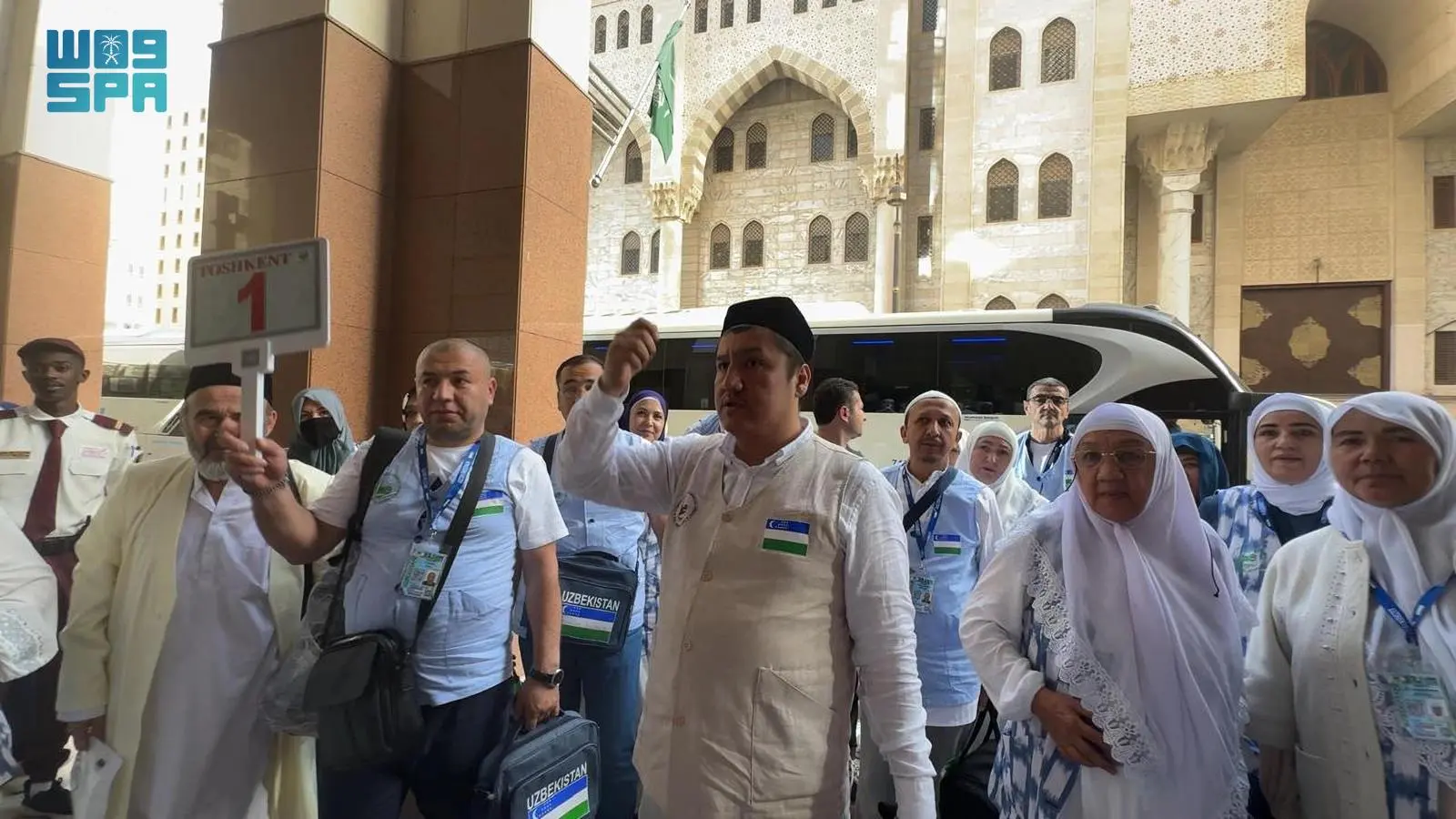 The first group of pilgrims from Uzbekistan, 950 in total, arrived in Makkah ahead of Hajj. (SPA)
