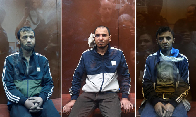 Combination image showing Moscow concert massacre suspects (left to right) Shamsidin Fariduni, Saidakrami Rachabalizoda, and Dalerdzhon Mirzoyev. (Reuters)