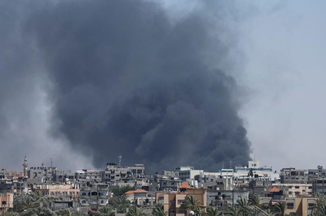 Smoke rises during an Israeli air strike, amid the ongoing conflict between Israel and Hamas, in Rafah, in the southern Gaza Strip. (File/Reuters)