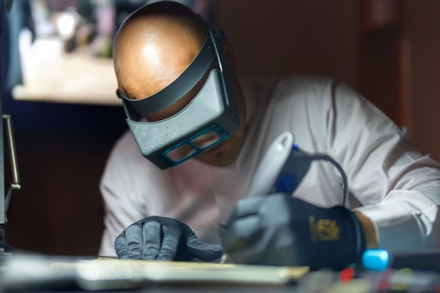 Nasser Farsi, one of the master engravers from Farsi Jewelry House, is seen in action. supplied