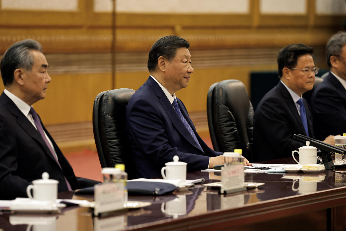 President Xi Jinping, center, is set to deliver a keynote speech at the opening ceremony of the cooperation forum between China and Arab states. (Reuters)