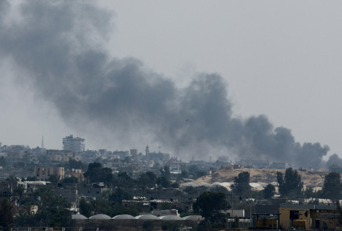 International unease over Israel’s three-week-old Rafah offensive has turned to outrage since an airstrike on Sunday set off a blaze in a tent camp in a western district of the city, killing at least 45 people. (Reuters)