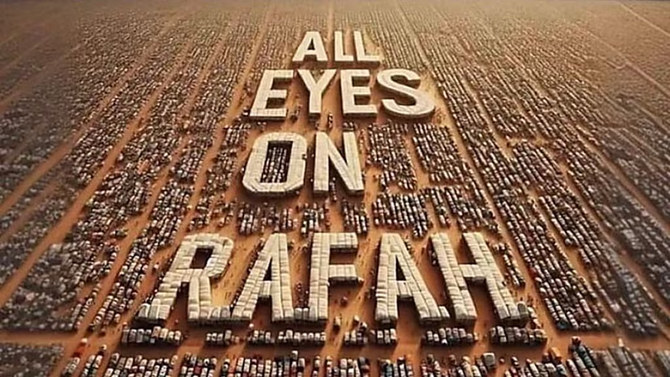 The phrase is intended to highlight the plight of Rafah, where local authorities reported the loss of at least 45 civilian lives following an Israeli airstrike on Sunday, which Netanyahu described on Monday as a “tragic mistake.” (IG/File)