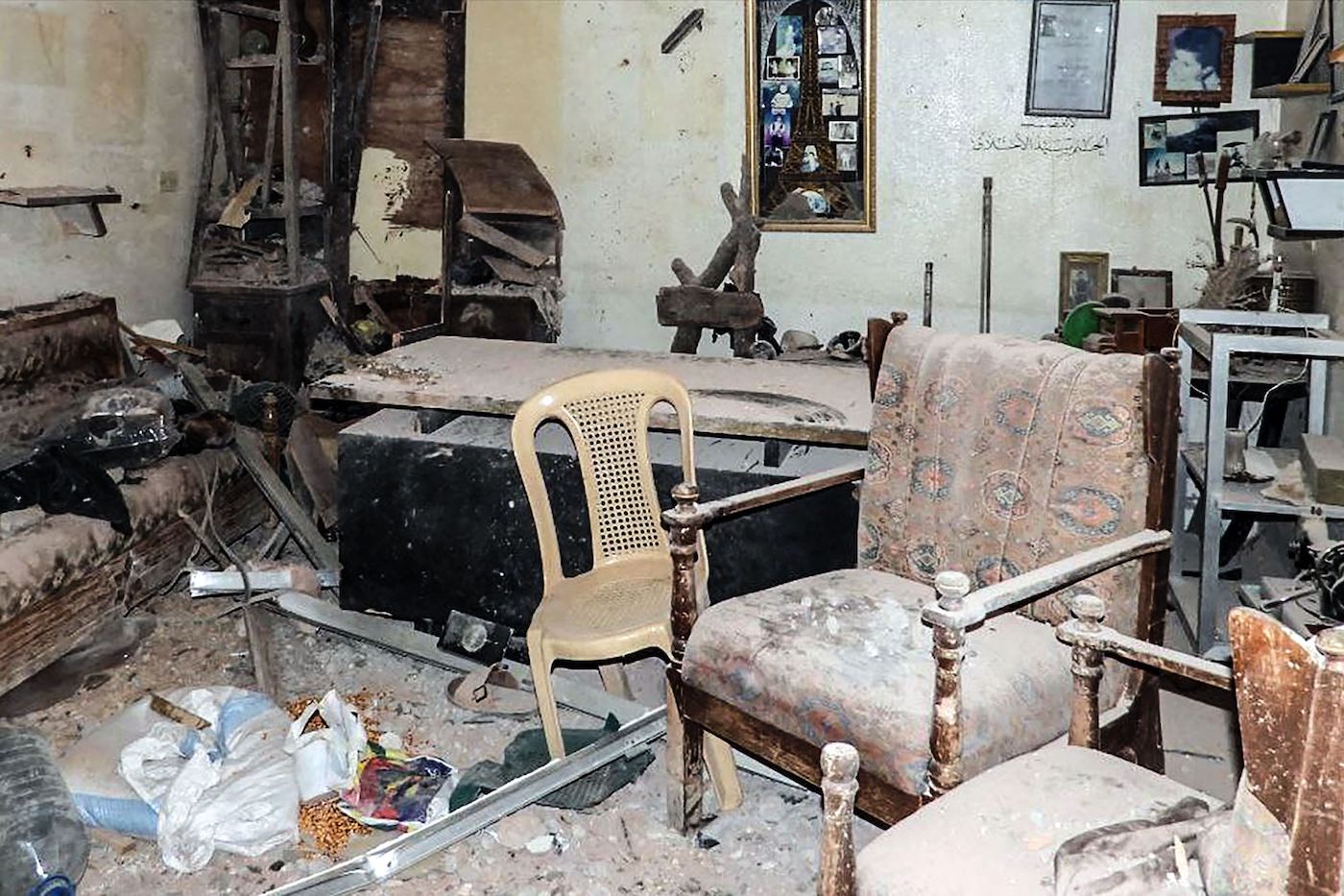 A handout picture released by Syrian Arab News Agency on May 29, 2024 shows damage caused inside an apartment in the coastal city of Baniyas. (AFP)