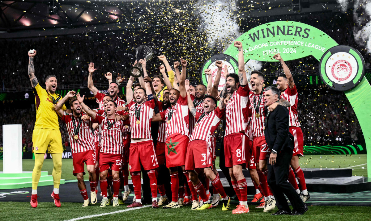 Celebrations in Greece as Olympiakos beat Fiorentina 1-0 for first European title