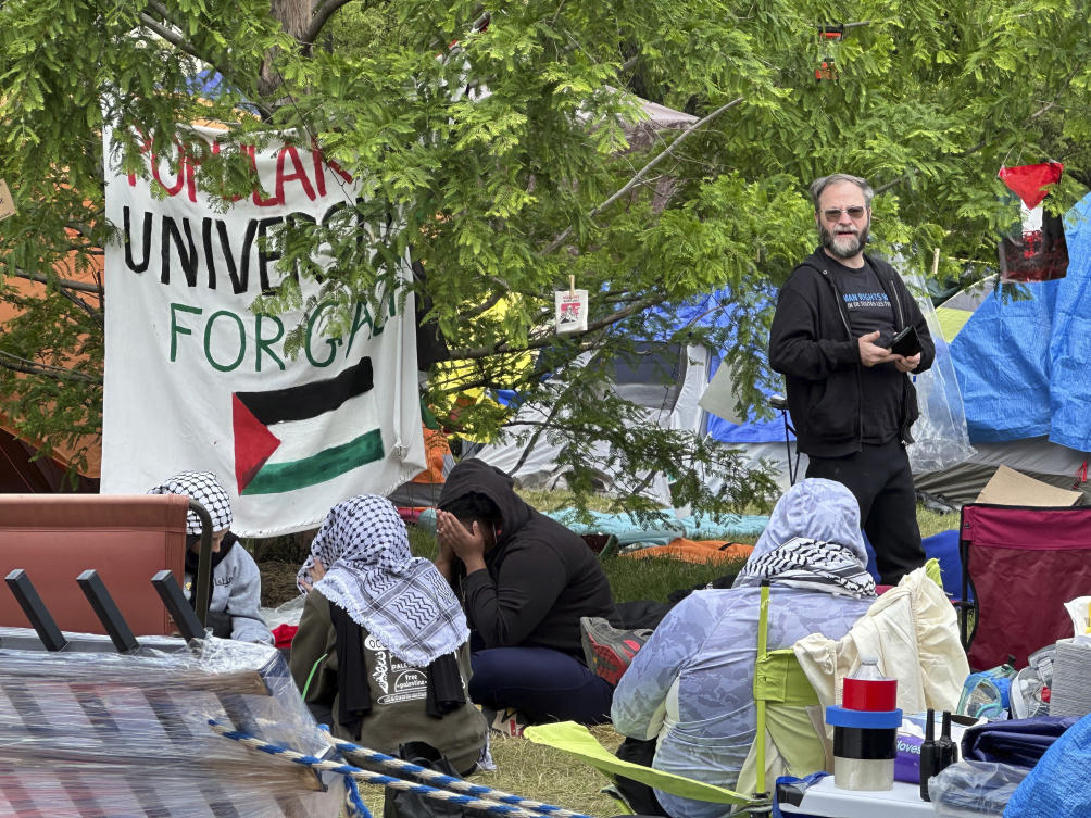 Wayne State University in Detroit suspended in-person classes and encouraged staff to work remotely to avoid any problems with the encampment. (AP)