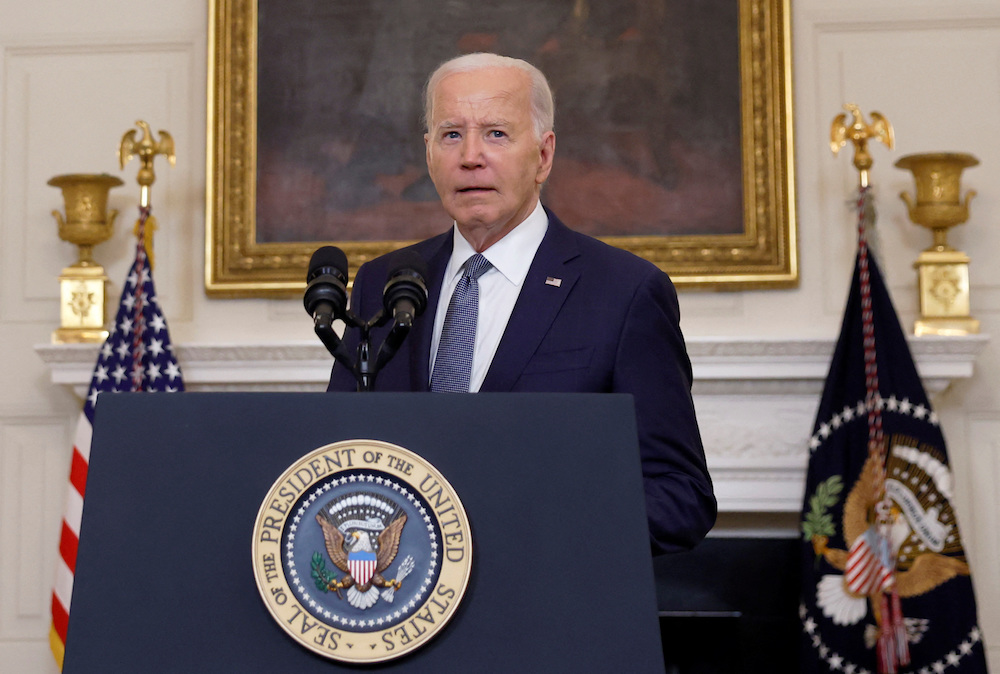US President Joe Biden delivers remarks on the Middle East in the State Dining room at the White House, May 31. (Reuters)