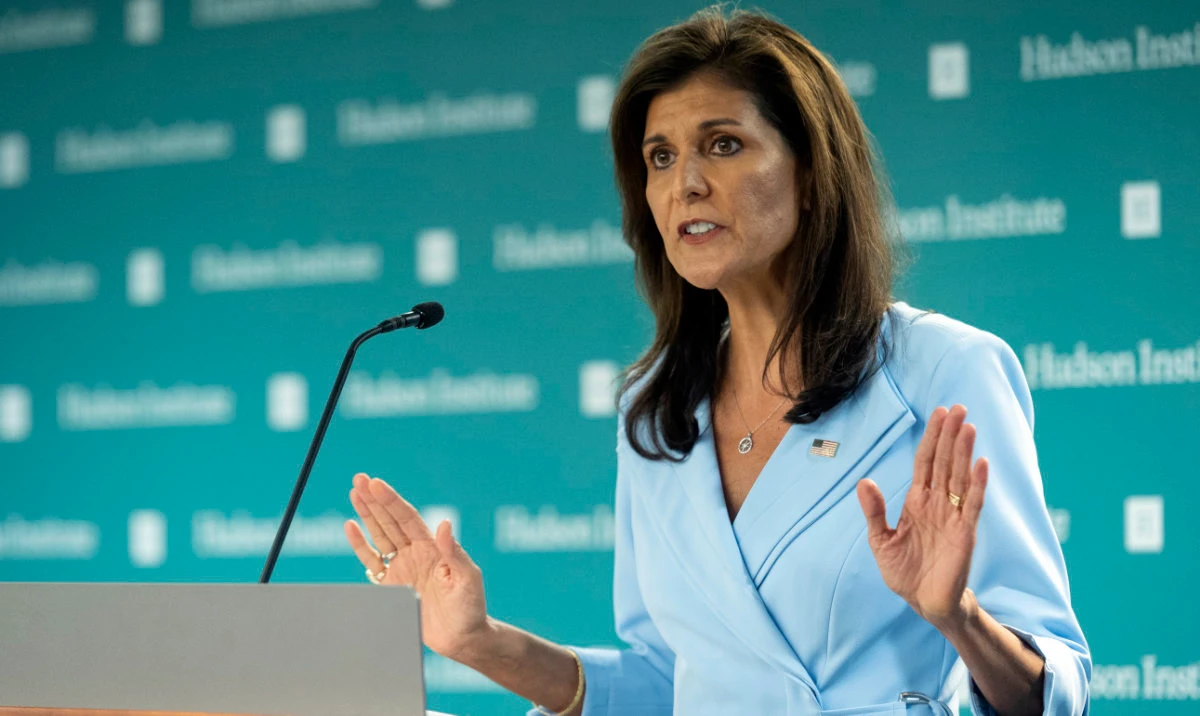 Former UN Ambassador Nikki Haley speaks at the Hudson Institute in Washington, May 22, 2024. (AP)