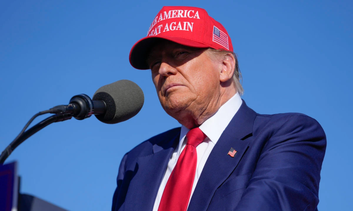 Republican presidential candidate former President Donald Trump speaks at a campaign rally in Freeland, Mich., Wednesday, May 1, 2024. (AP)