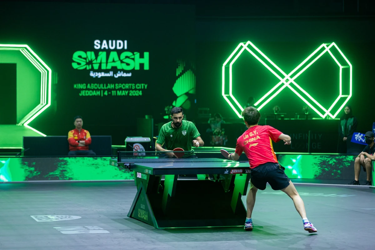 Abdulaziz Bu Shulaybi lost to Lin Gaoyuan, Chinese table tennis player who is considered one of the best players in the world. (Supplied)