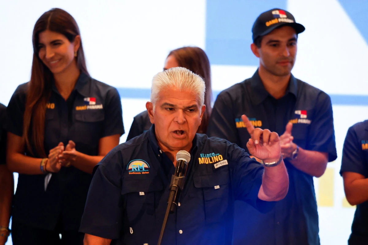 Presidential candidate Jose Raul Mulino speaks to his supporters after he was declared the winner of the presidential election based on preliminary results by the electoral authority, in Panama City, Panama, on May 5, 2024. (REUTERS)