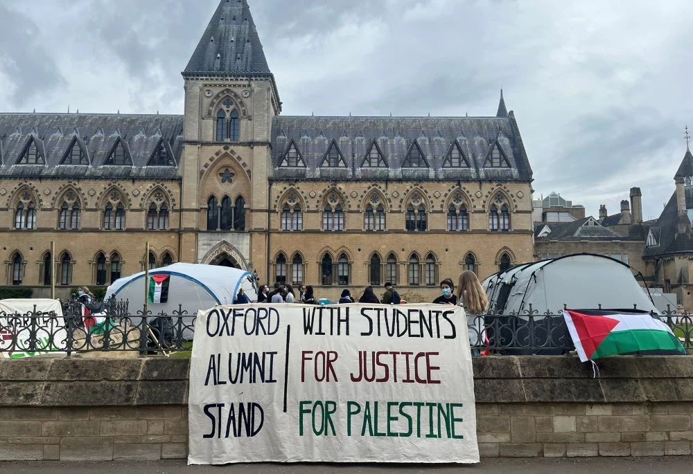 The pro-Palestine encampment at Oxford University. (X)