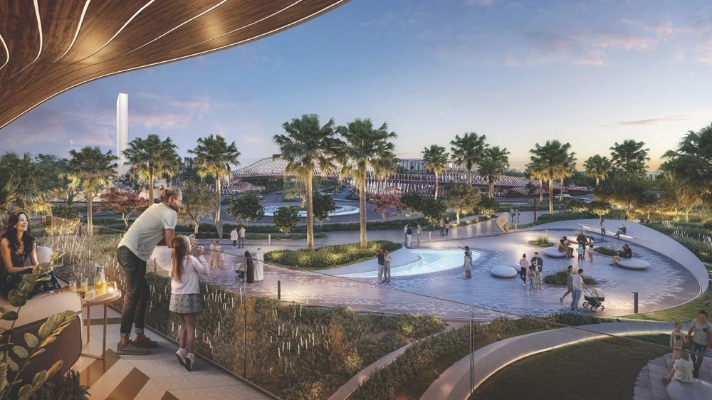 The development is defined by a seamless connection of interactive green spaces — where athletic spaces merge with green walkways and vibrant parks.