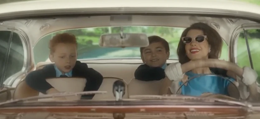 A scene from “Mother’s Instinct” showing Anne Hathaway and Jessica Chastain as mothers in the neighborhood. (Supplied)