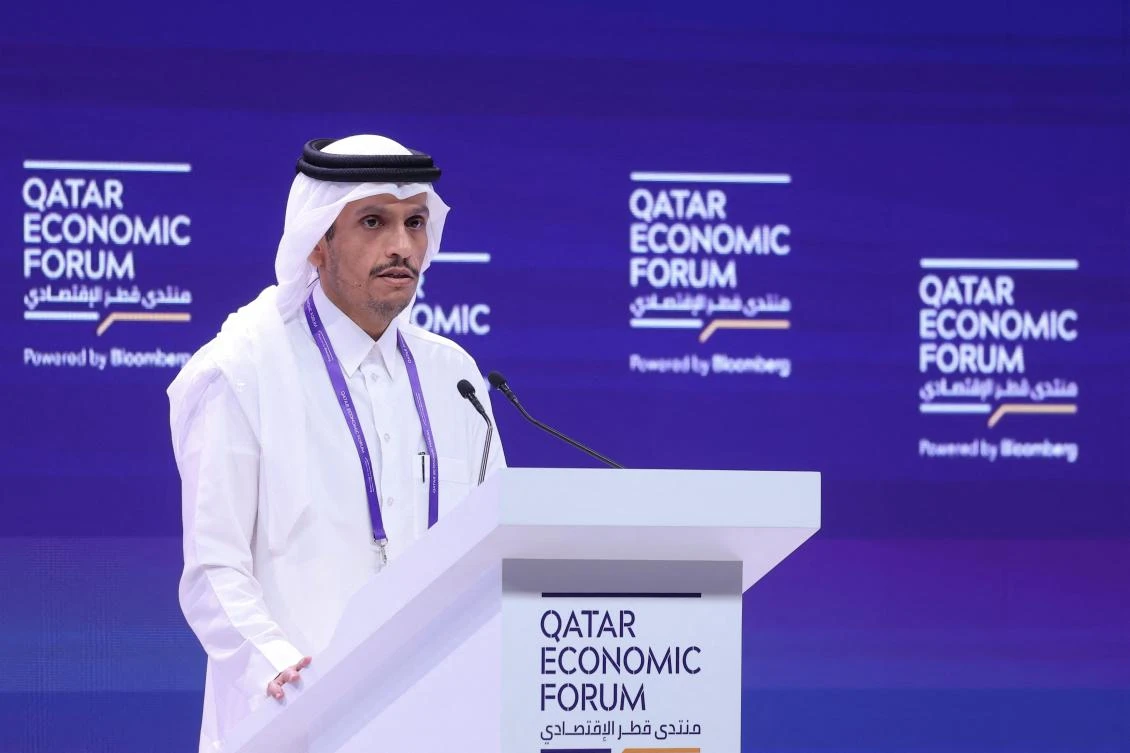 Addressing the opening session of the Qatar Economic Forum Qatari Prime Minister Mohammed bin Abdulrahman Al-Thani said the attacks on Rafah had set back peace talks. (AFP)