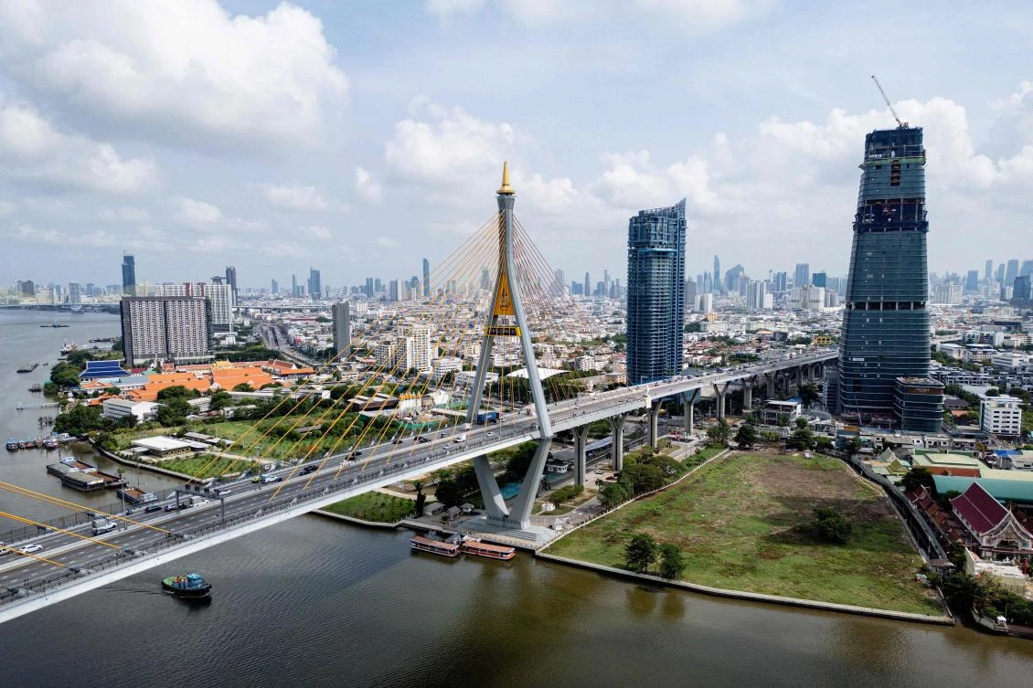 Pichit Chuenban becomes the third minister to quit Thai Prime Minister Srettha Thavisin’s cabinet. Above, the Bangkok skyline on May 17, 2024. (AFP)