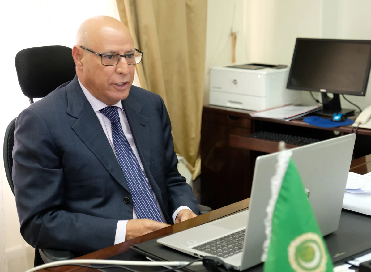The Arab League’s assistant secretary-general and head of its media and communication sector, Ambassador Ahmed Rashid Khattabi, met Bahrain’s information minister, Ramzan Al-Nuaimi, to discuss the agenda of the 54th session of the Council of Arab Information Ministers. (X/@arableague_gs)