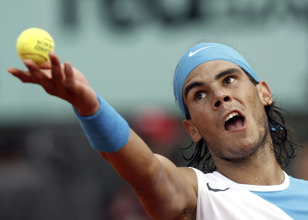 Spain’s Rafael Nadal serves the ball to Switzerland’s Roger Federer during the men’s final match of the French Open tennis tournament at the Roland Garros stadium in Paris in 2007. (AP/File)
