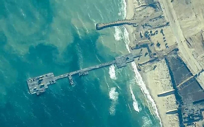 The US military has suspended aid deliveries into the Gaza Strip by sea, the Pentagon said on Tuesday, after its temporary pier was damaged by bad weather. (Reuters)