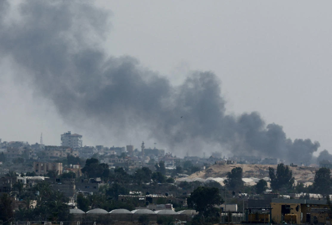 International unease over Israel’s three-week-old Rafah offensive has turned to outrage since an airstrike on Sunday set off a blaze in a tent camp in a western district of the city, killing at least 45 people. (Reuters)