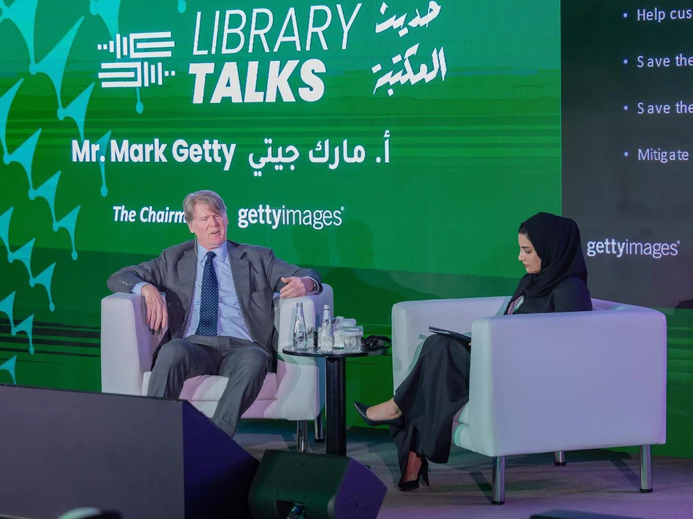 Mark Getty, the chairman and co-founder of Getty Images, was the guest speaker at the ‘Library Talks’ hosted by the King Fahd National Library in Riyadh. (SPA)