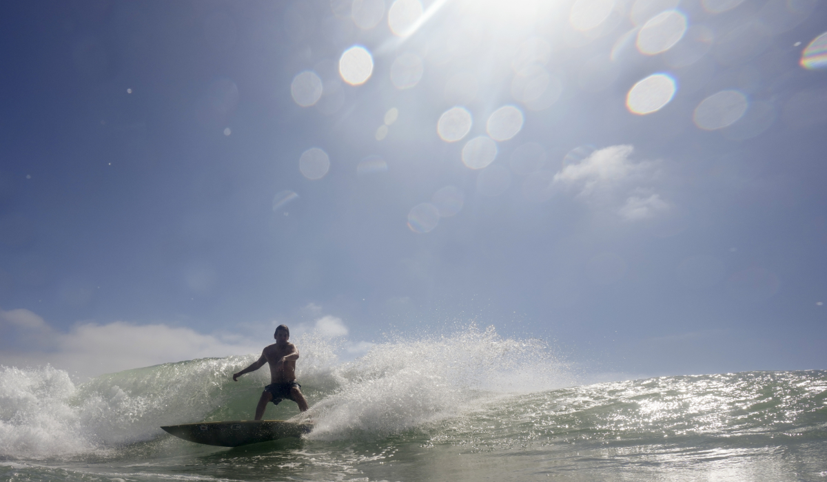 A surfer rides a wave at Windandsea Beach on May 30, 2024, in San Diego. (AP)