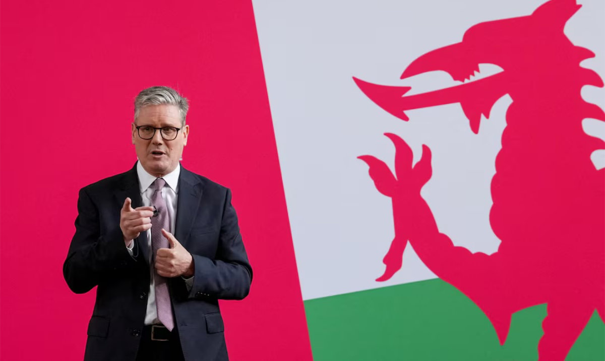 British opposition Labour Party leader Keir Starmer speaks at a Welsh Labour general election campaign event in Abergavenny, Wales, Britain May 30, 2024. (Reuters)