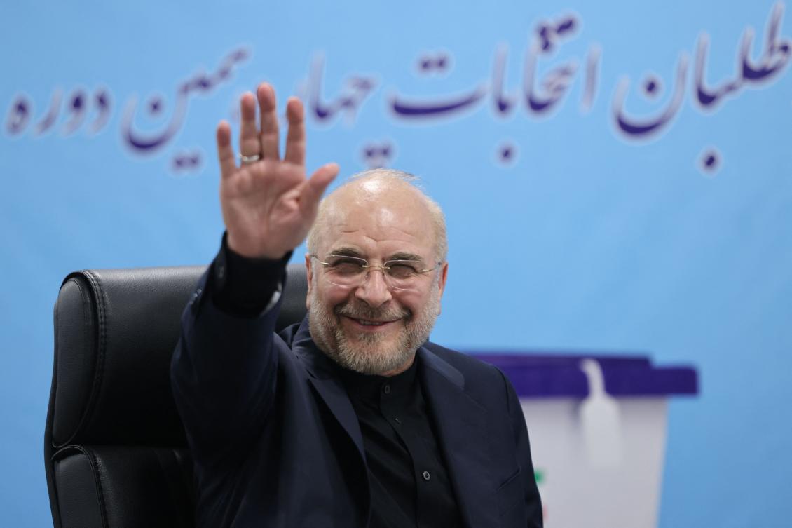 Iran's Parliament Speaker Mohammad Qalibaf submits his candidacy for Iran's presidential elections at the Interior Ministry in Tehran on June 3, 2024. (AFP)