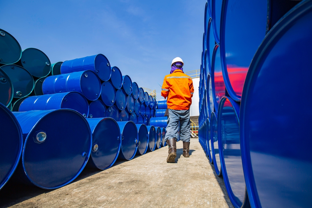 Brent crude futures were up 1 cent at $77.53 a barrel by 9:38 a.m. Saudi time. Shutterstock