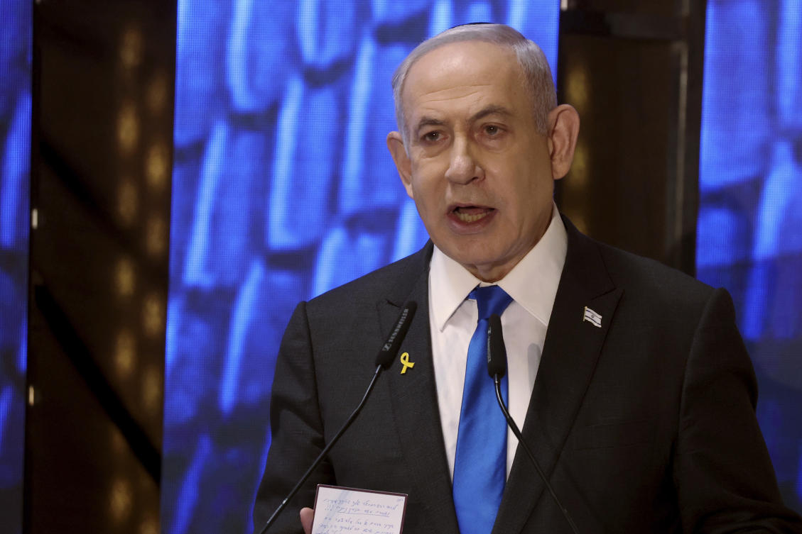 Israeli Prime Minister Benjamin Netanyahu, in a tour the country’s northern border with Lebanon, said that ‘in one way or another we will restore security to the north.’ (AP)