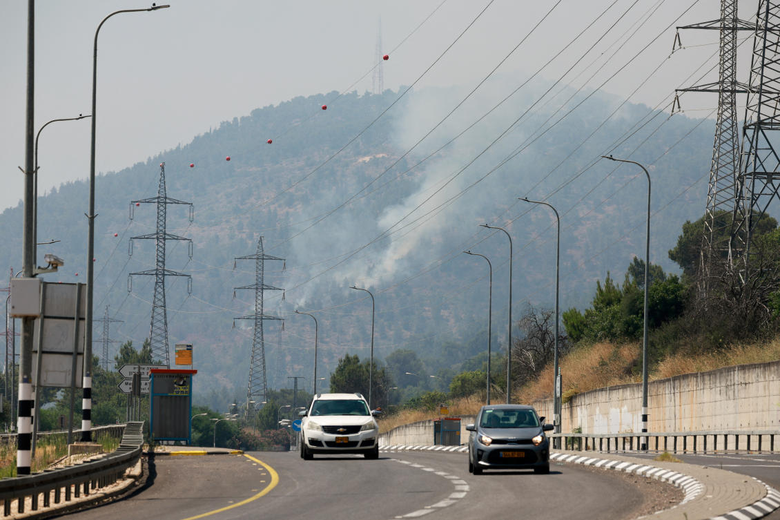 Smoke billows following rocket attacks from Lebanon, amid ongoing cross-border hostilities between Hezbollah and Israeli forces, in Kiryat Shmona, northern Israel, on Jun. 4, 2024. (Reuters)