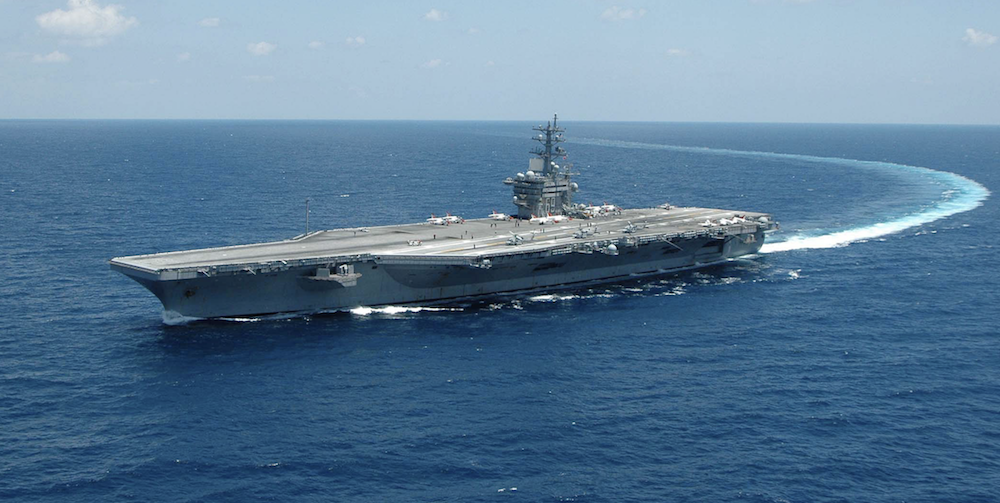 The US military has denied the Houthis’ claim that their most recent missile and drone attacks in the Red Sea struck and damaged the US aircraft carrier Eisenhower. (Wikimedia Commons/US Navy)