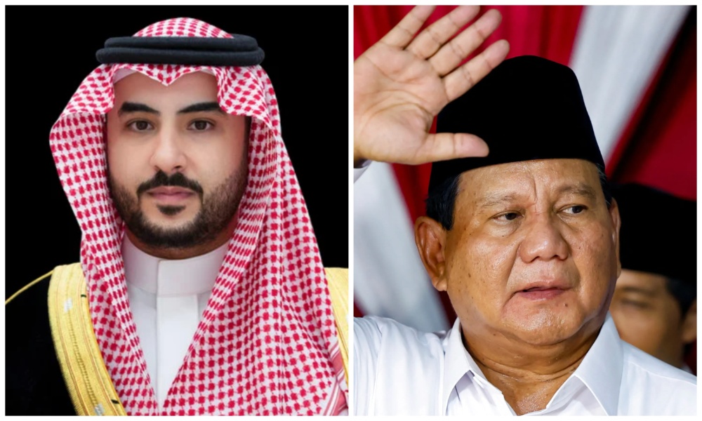 Saudi Arabia’s defense minister Prince Khalid bin Salman spoke on the phone with the president-elect of Indonesia on Wednesday. (SPA/Reuters)