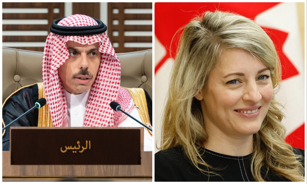 Saudi Foreign Minister Prince Faisal bin Farhan discussed developments in Gaza with his Canadian counterpart Melanie Joly on Thursday. (File/AFP)